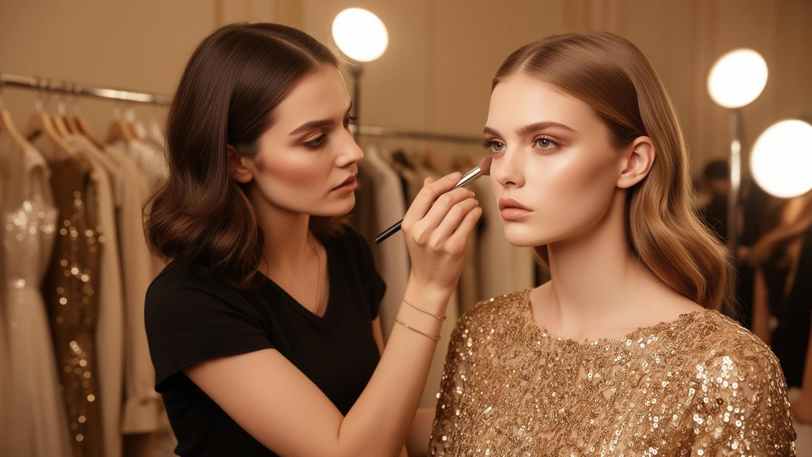 Make-up Artist bei der Arbeit an einem professionellen Beauty-Look
